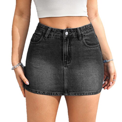 26 Summer New Arrival Women's Retro Distressed All-Match Street-Style Denim Skirt and Jeans—European and American Style