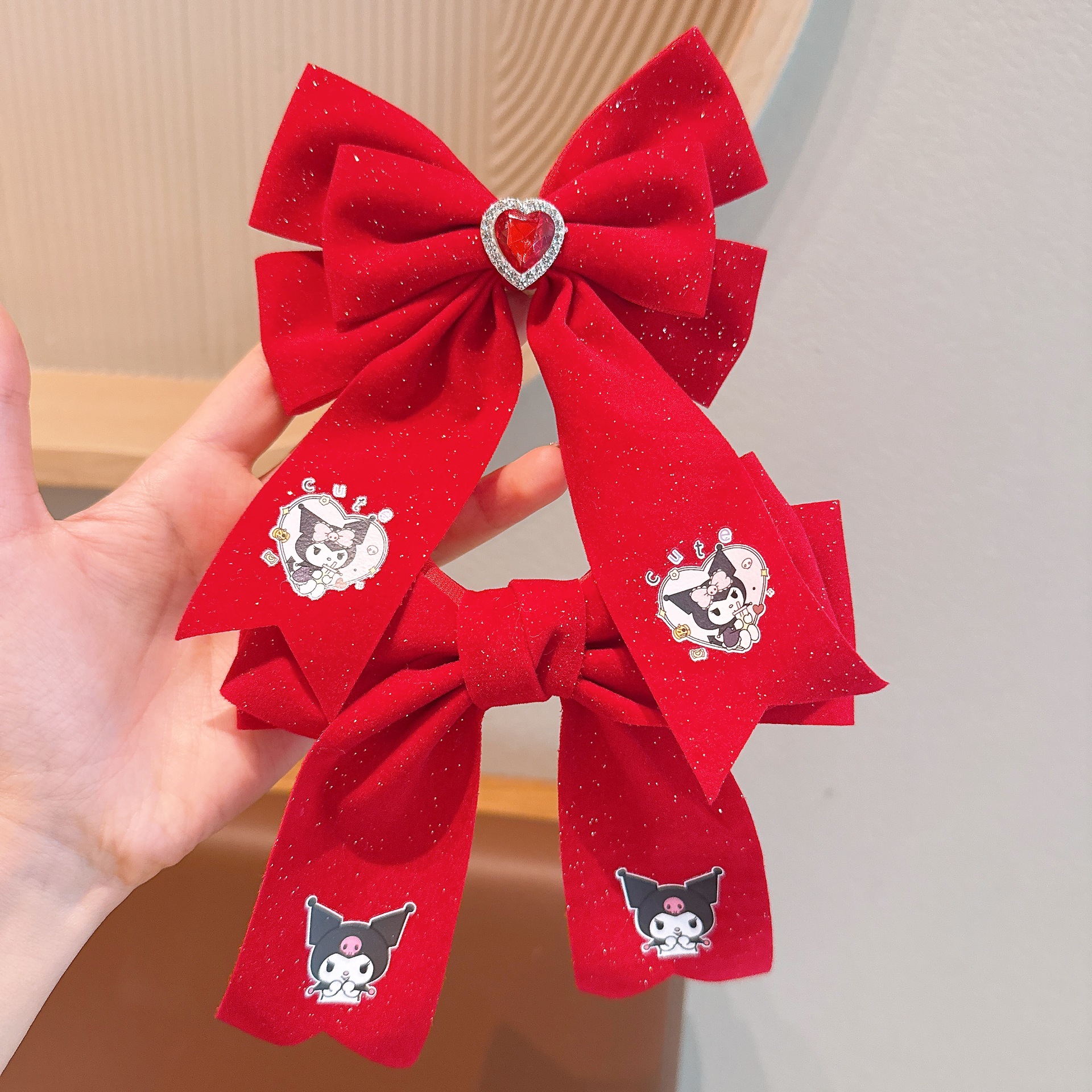 Nuevo estilo coreano para niños arco de Año Nuevo rojo niñas uniformes de Año Nuevo rojo esquinilla clips top clips de cadena clips de pelo