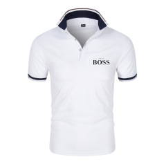 2024夏男性半袖tシャツファッション襟ポロシャツプリント綿糸半袖ポロシャツメーカー直供