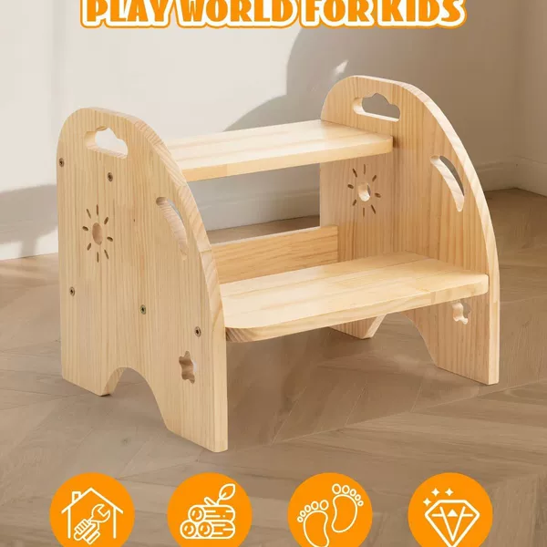 Wooden Children's Foot Stool Binocular Double-Layer Baby Step Stool Wash Step Stool Bathroom Foot Toilet Stool