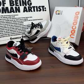 纳彩娃品牌童鞋2024新款皮面男童运动鞋板鞋防滑底片运动鞋批发