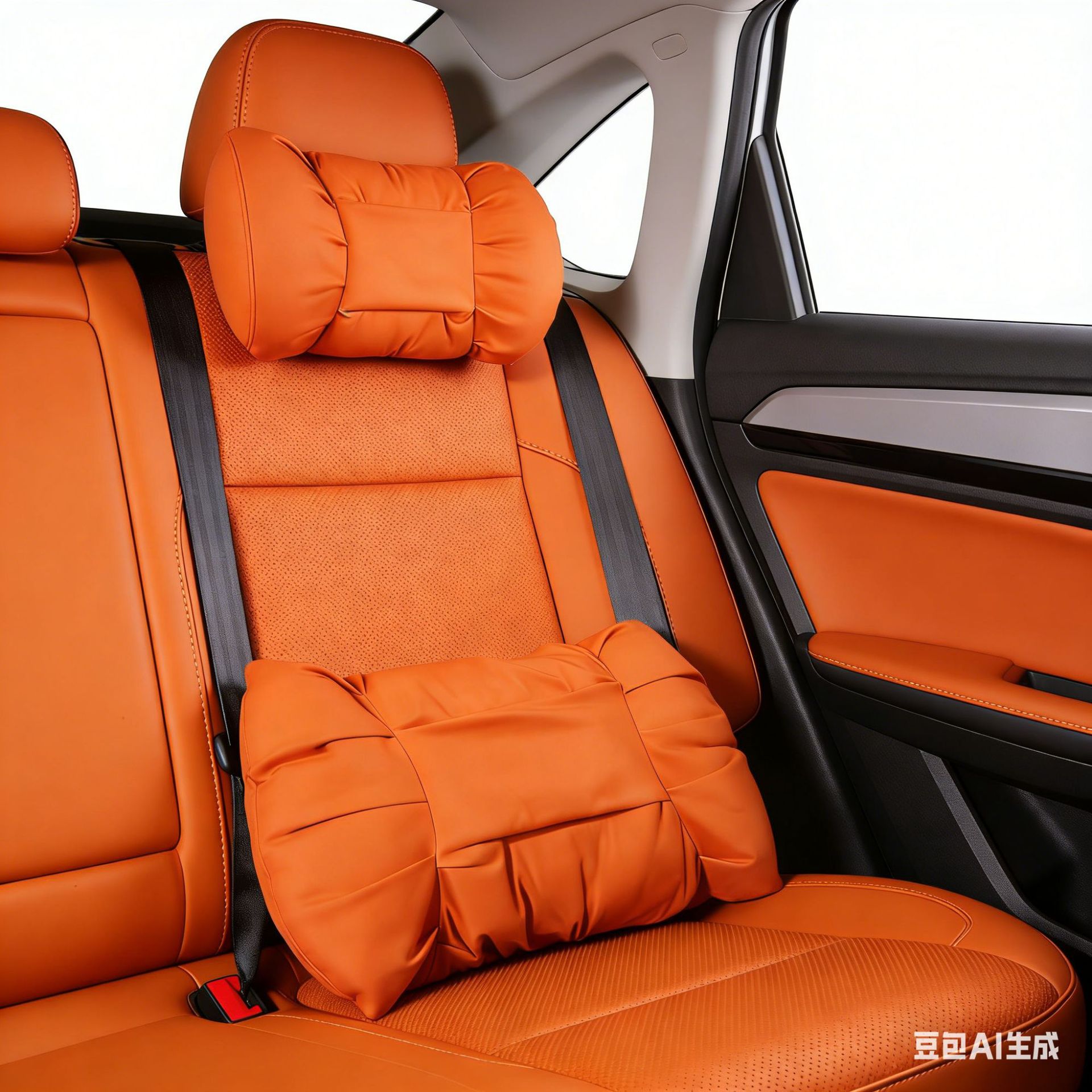 Car Headrest and Lumbar Support, Suede Leather, La Wenjie Bubble Style Neck Pillow, Comfortable and Soft Car Seat Pillow