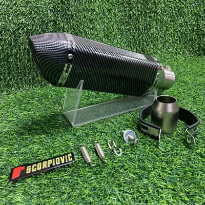 Motorcycle exhaust pipe full Motorcycle exhaust pipe - fully-imitation-carbon-fiber-small-hexagonal-370mm-diagonal-tail