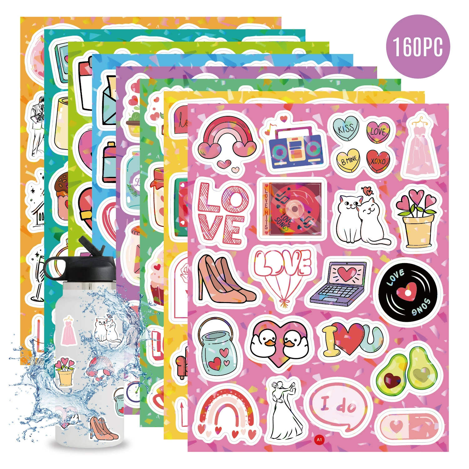 Трансграничные свадебные наклейки, голографические лазерные подарочные приглашения, украшения, свадебные наклейки, свадебные наклейки на День святого Валентина