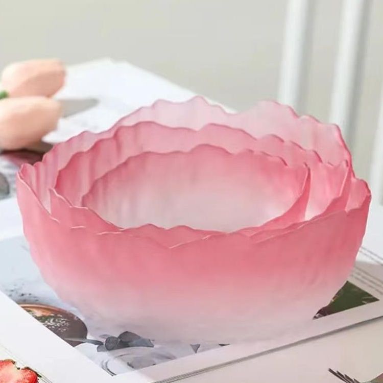 Factory wholesale ins tableware glass hammer pattern gradient color golden edge salad bowl household tea washing creative fruit plate Factory wholesale ins tableware glass hammer pattern gradient color golden edge salad bowl household tea washing creative fruit plate