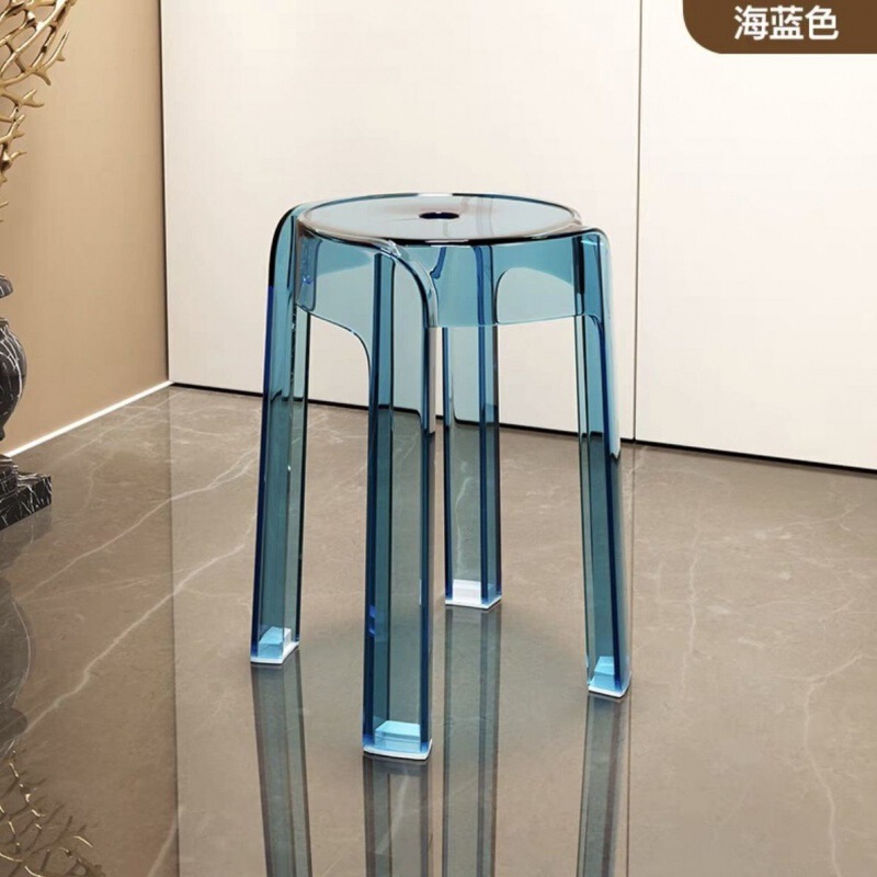 プラスチックスツール積み重ね可能なダイニングチェア家庭用モダンなミニマリストダイニングテーブルと椅子厚みのある透明なプラスチックスツールアクリルスツール|undefined