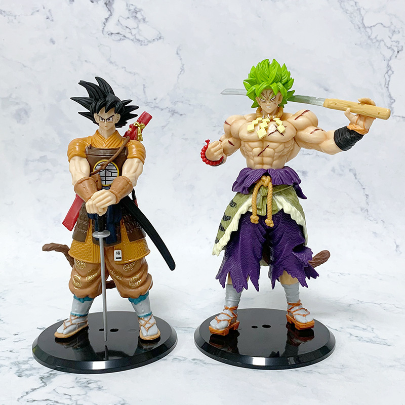 Dragon Ball Super Saiyan Samurai Broley Black-haired Samurai Goku Standing Posture Hand-made Model Animation Surrounding