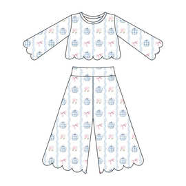 欧美精品店婴幼儿童装批发新款蓝色南瓜蝴蝶结女孩秋季套装