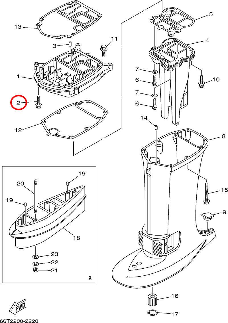 2)翟墨DEMONS舷外机船外挂机橡皮艇冲锋舟六角头螺栓90119-08M79