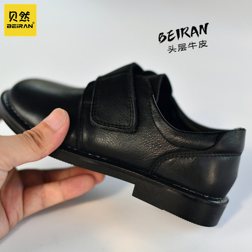 Children's campus black leather shoes, cowhide single shoes, spring and autumn style, breathable British soft, girls, boys, babies, gentlemen