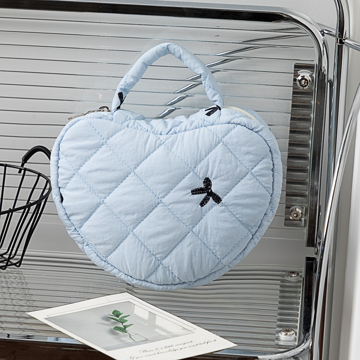 With bow, blue, with embroidery