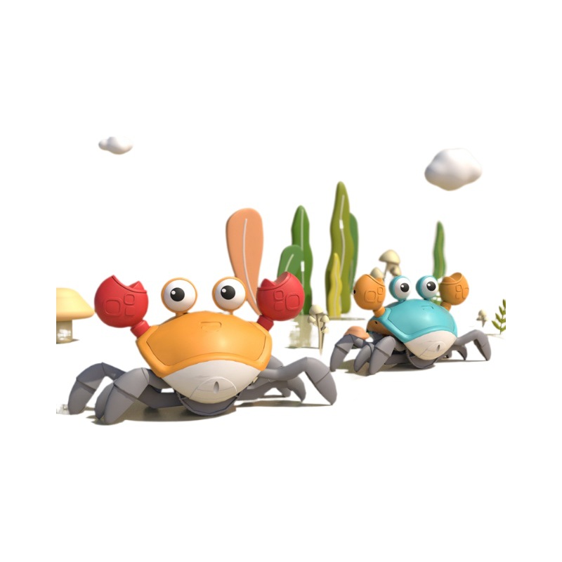 Los cangrejos de inducción eléctricos transfronterizos escapan y evitan obstáculos, música luminosa, simulación, cangrejos rastreros, puestos de juguetes, venta caliente