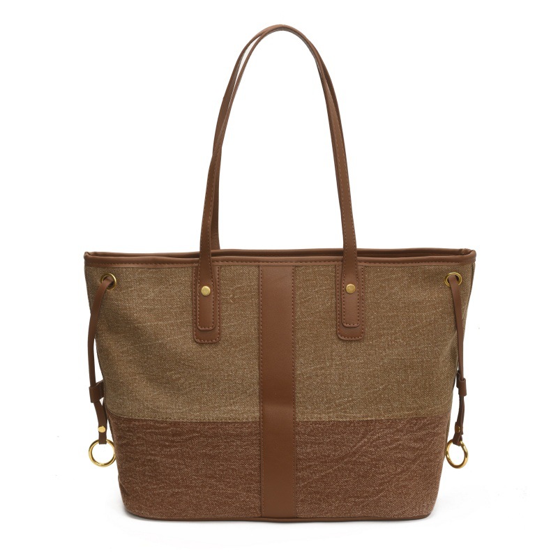 Bolso tote retro estilo Hong Kong 2025 verano nuevo estilo bolso femenino moda color contraste bolso de hombro de mezclilla de gran capacidad