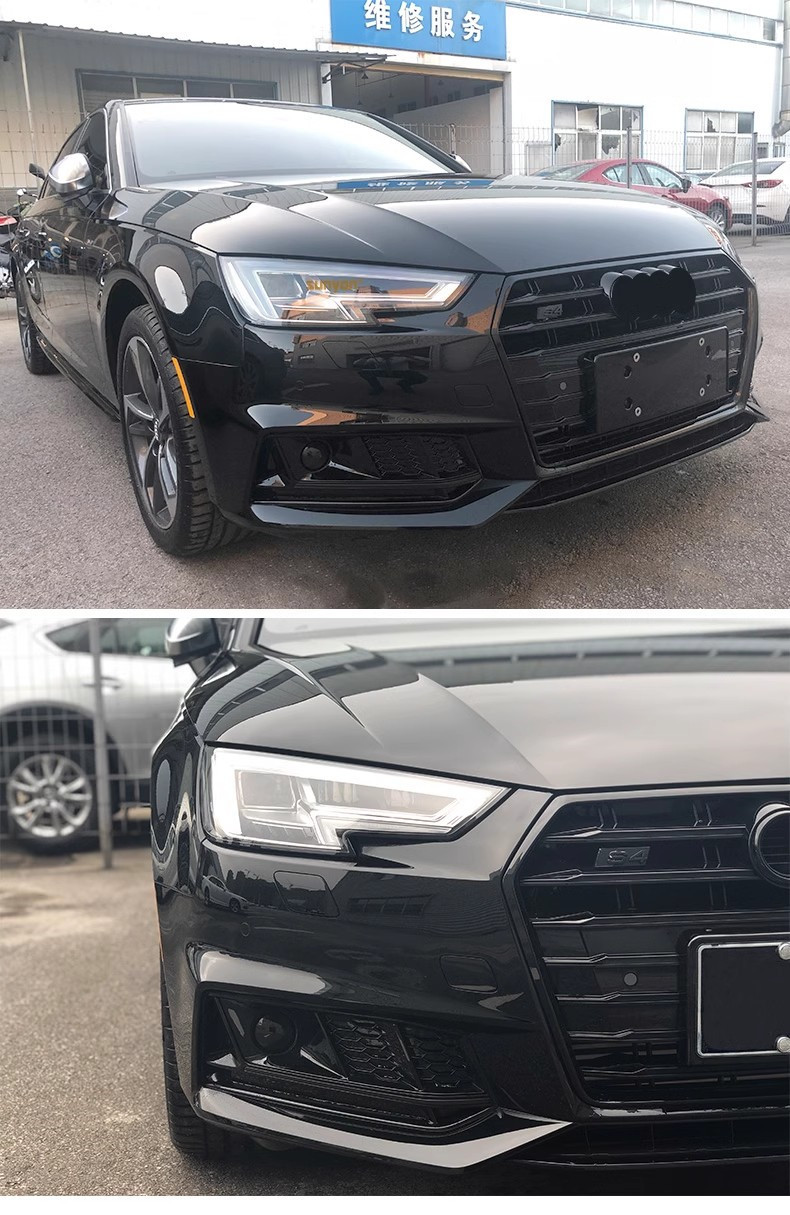 Applicable to Audi S4 fog lamp frame 2017-2019 Audi A4 B9 modified S4ACC front bar bright black fog lamp