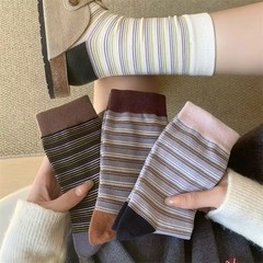 复古百搭条纹袜ins潮日系风撞色文艺电影感爆款中筒袜堆堆袜女袜