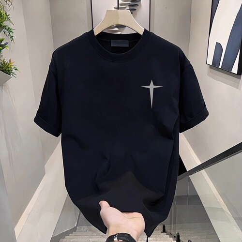 Summer Men's Short Sleeve T-Shirt New American Style Upper Body Clothing Loose Trendy Teenagers Pure Cotton