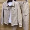 Washed denim/beige genuine/clothes + pants