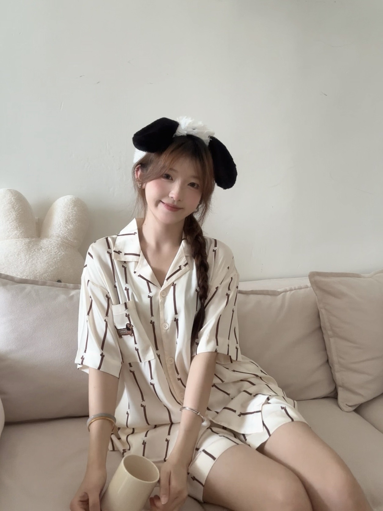 (반팔반바지) ZXZ681 닥스훈트 자수 포켓