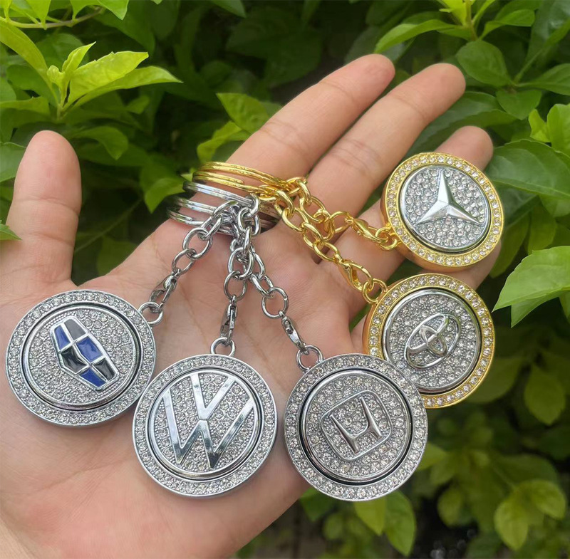 Logotipo de doble cara de alta gama con diamantes incrustados logotipo del coche llavero logotipo del coche colgante de aleación de zinc de metal 4S regalo de la tienda en stock