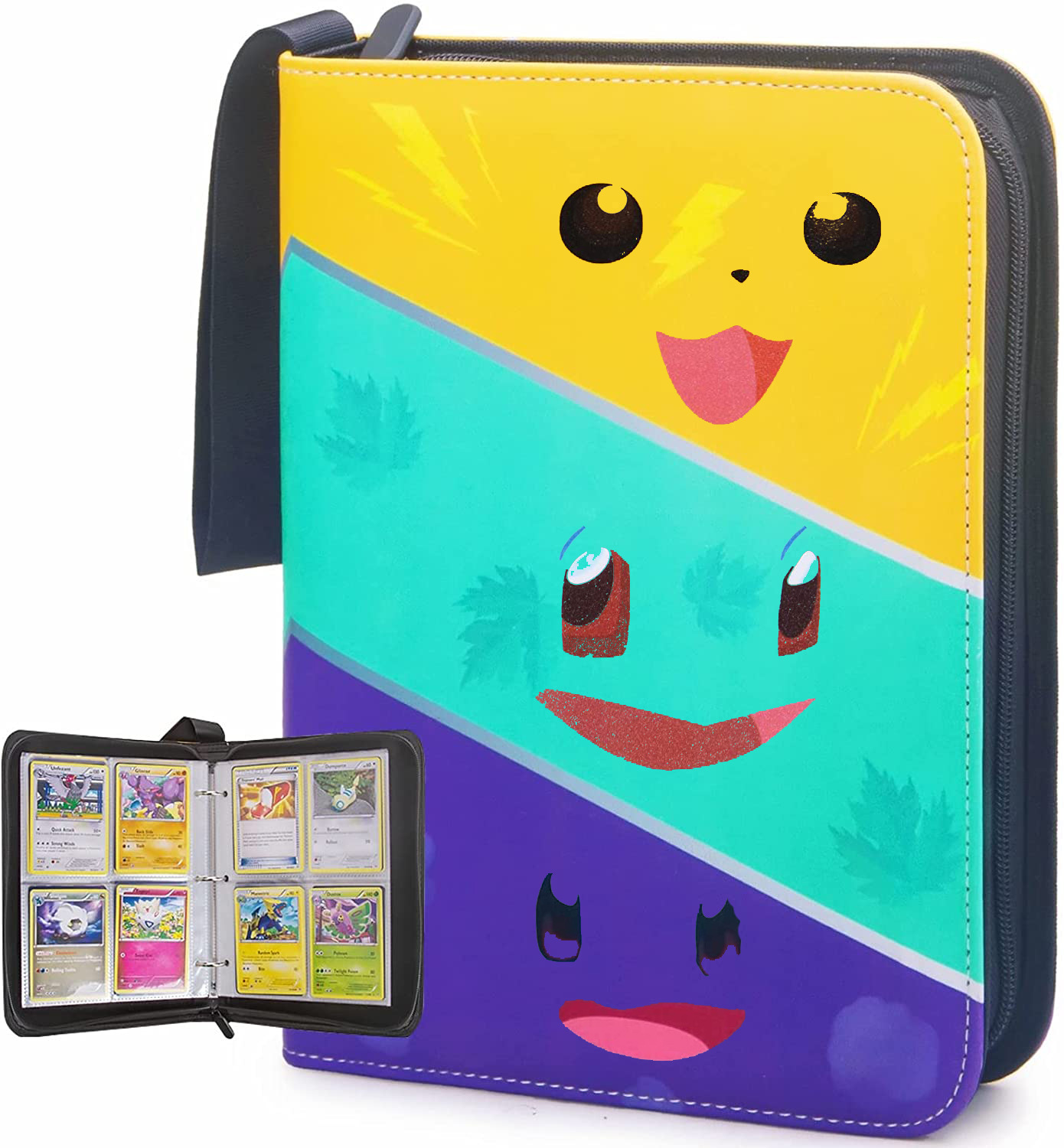 Amazon popular libro de tarjetas de bebé mágico 4 rejilla 9 rejilla libro de colección de tarjetas de cremallera PU de hojas sueltas Bao Ke Meng libro de tarjetas