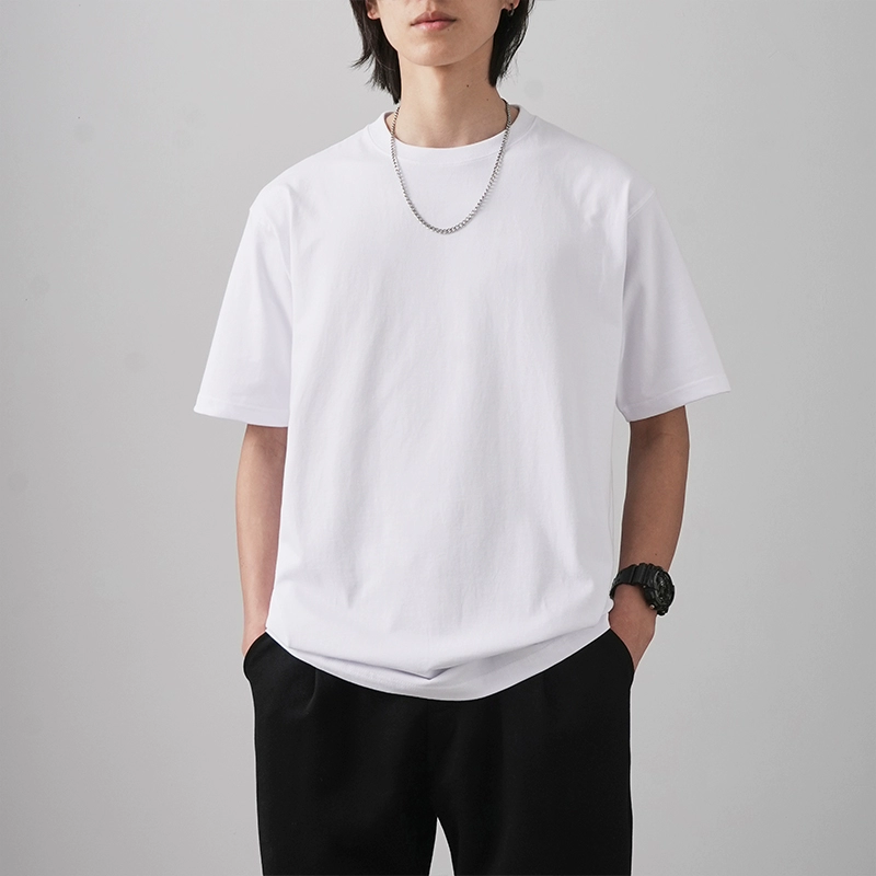 (Купите один, получите один бесплатно) Мужская летняя футболка из чистого хлопка с короткими рукавами весом 280 г, черно-белая, серая, с индивидуальным рисунком и принтом