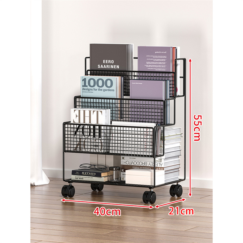 机の下の物置棚の移動収納棚の床のプーリー付きの小さい本棚の机の下の棚の本の物置棚の事務机