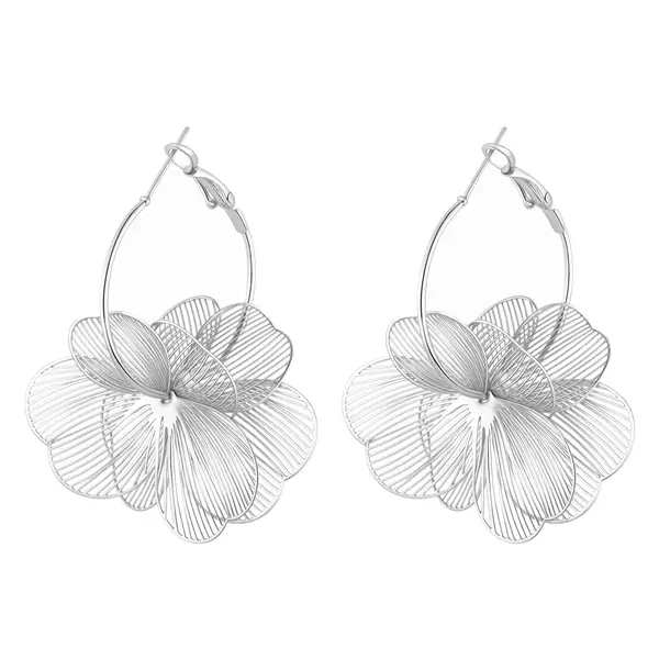 European and American Cross-Border Metal Style Simple Cut Out Leaf Earrings High-End Exquisite Small Elegant Camellia Earrings for Women
