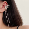 Metal ear clips with tassels, long earrings