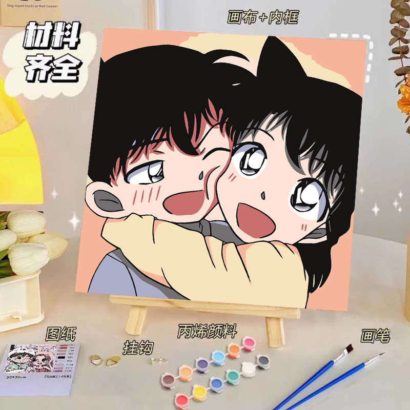 Pintura al óleo digital de bricolaje, dibujos animados para niños, pinturas para colorear hechas a mano, lindos puestos de animación curativos, comercio exterior transfronterizo