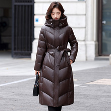 海宁真皮皮衣女式中长款大码外套加厚羽绒服妈妈装绵羊皮羽绒服潮