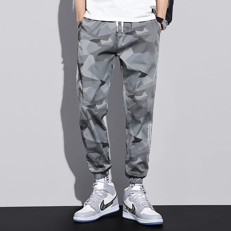 Spring and Autumn Trendy Casual Pants Loose Jogger Trendy Brand Cargo Nine-Point Autumn Men's Sports Sweatpants Durable Work Pants