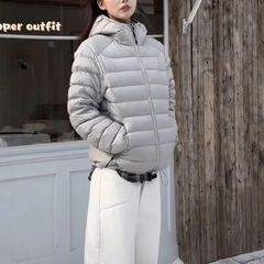 2025年冬季连排轻薄连帽白鸭绒时尚保暖韩版男女情侣外套羽绒服