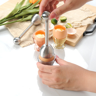 Creative 304 Stainless Steel Elastic Egg Opener Household Egg Knocker Cutter Glutinous Rice Egg Egg Tray Gadget