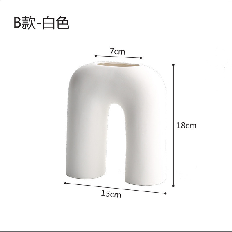 北欧素胚陶磁器花瓶置物現代シンプルなドライフラワー生け花器家庭客間民宿芸術装飾品|undefined