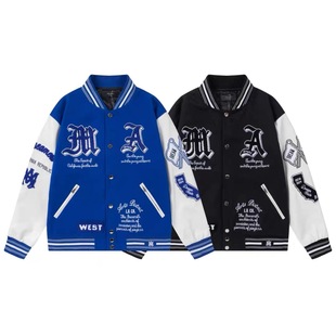 Amazon Hot Selling Trendy Stitching Jacket Embroidered Bone Print Aviator Casual Jacket Men and Women Baseball Suit