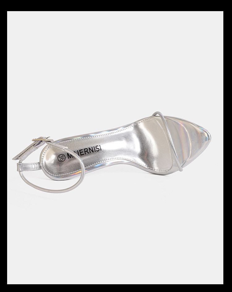Sandal cao gót 12 cm hở mũi quai ngang phong cách hiện đại tối giản — Màu be, Màu bạc, Màu trắng, Màu tím chi tiết 23