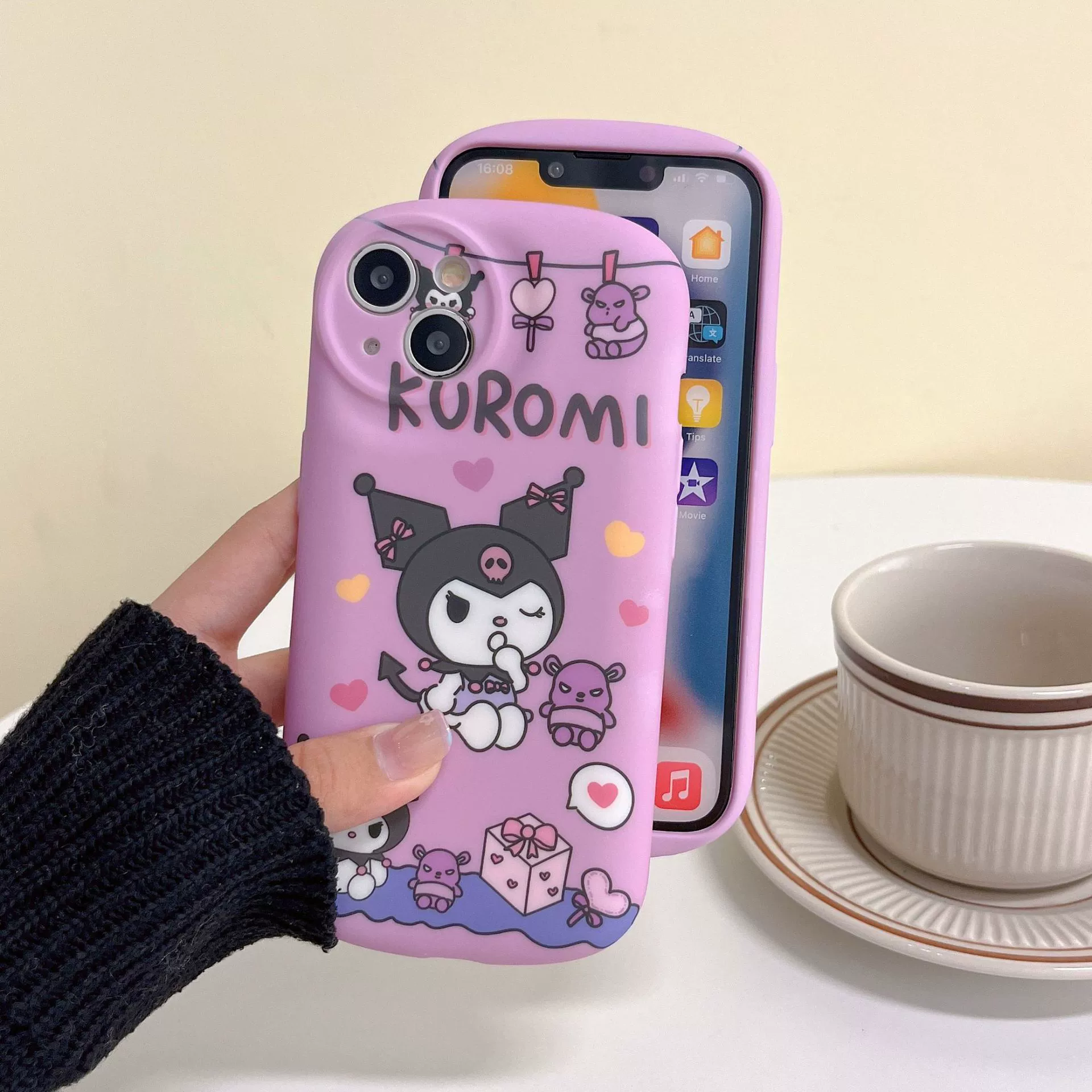 Apple, совместимый iPhone 14, iPhone14 Pro, японский фиолетовый мультфильм милый чехол для телефона, iphone, 12, интернет-знаменитость