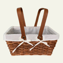 手提花蓝手工编织伴手礼蓝礼品篮袁艺木制品花篮批发篮子厂家直销