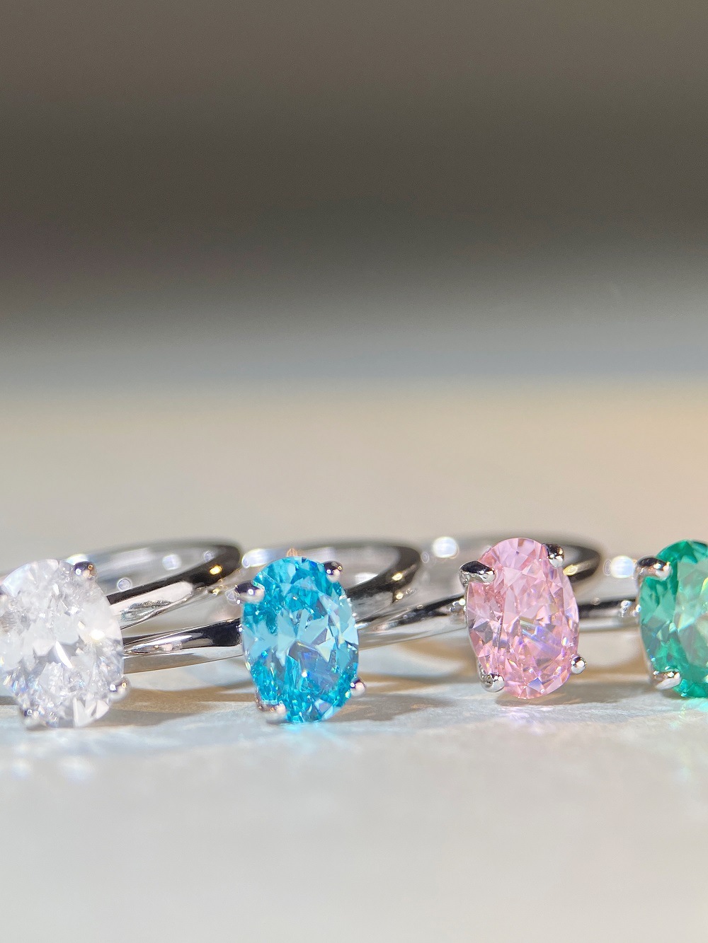 Simple Style Oval Sterling Silver Inlay Zircon Rings 1 Piece