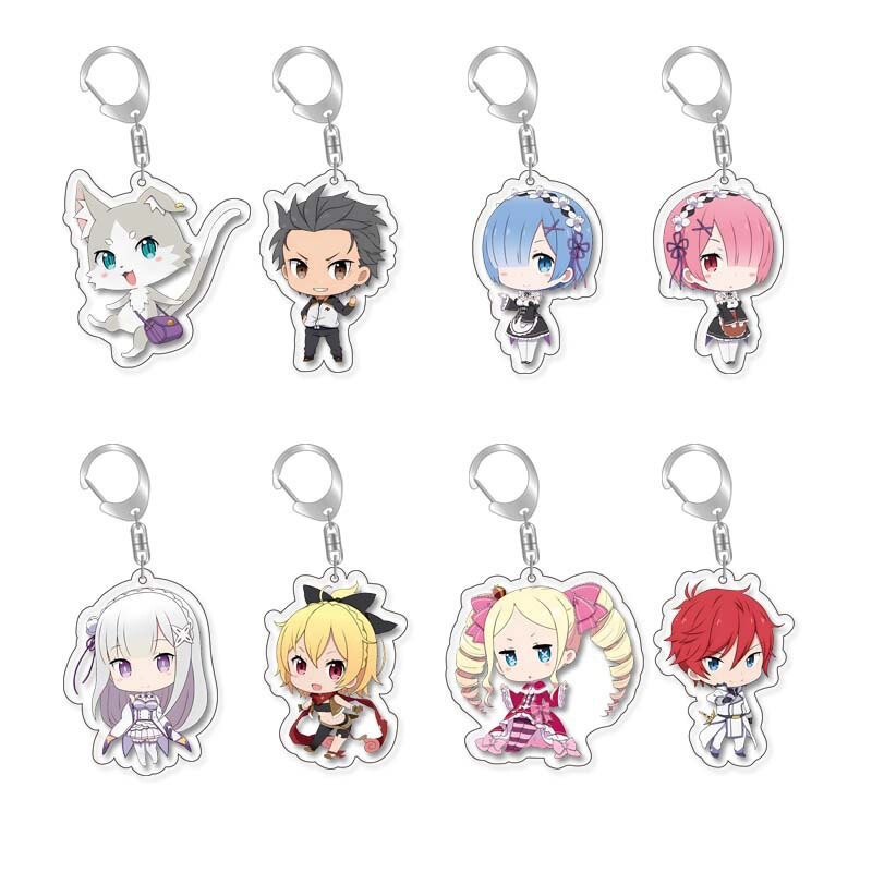 Anime Re:Zero - Starting Life in Another World Merchandise Small Pendant Keychain Acrylic Rem Ram Pendant Anime Re:Zero - Starting Life in Another World Merchandise Small Pendant Keychain Acrylic Rem Ram Pendant