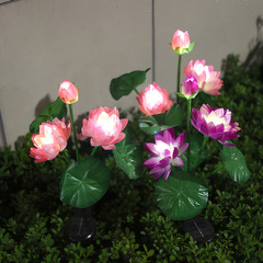 新しい3つの太陽エネルギーのハスの花の明かりのLED太陽エネルギーの蓮の花の芝生の挿し込みの明かりの祝日のシーンは雰囲気の明かりを配置します。