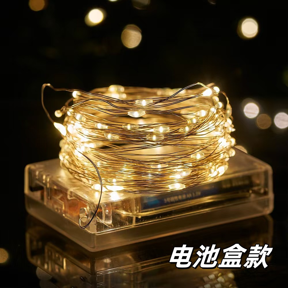 Romántico día de San Valentín decoración de lámparas de alambre de bronce festivales diseño de la habitación de bodas fabricantes de lámparas de alambre de bronce al por mayor cadena de lámparas de color