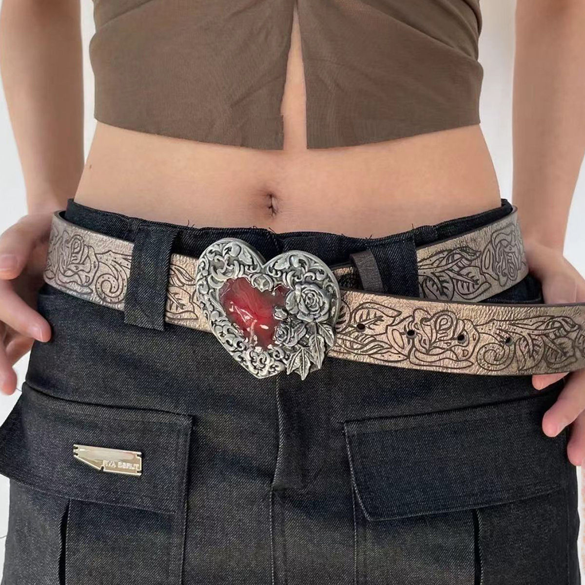 200g Weight Belt Classification 1 Piece Quantity Holiday, Daily Occasion Pu Leather, Alloy Material Heart Shape Pattern Women's Gender Cartoon Style, Sweet, Simple Style Style Cartoon Style Sweet Simple Style Heart Shape Pu Leather Alloy Women's Leather Belts 无