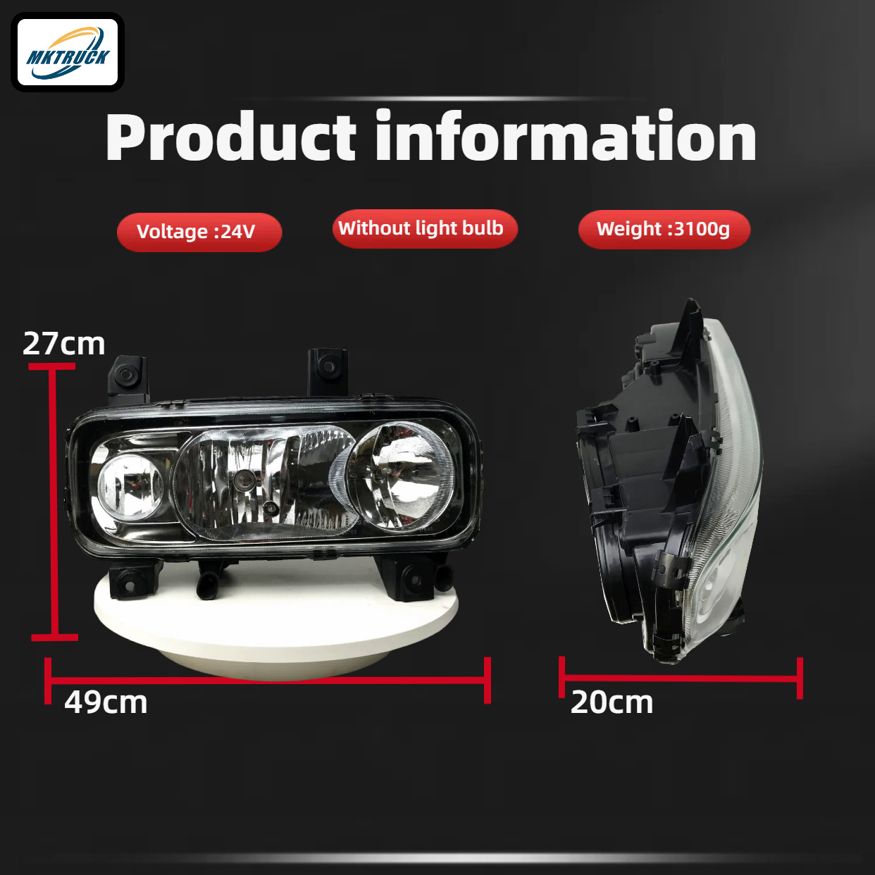 ATEGO Truck Headlight Assembly para Mercedes Benz Heavy Truck Light 9738200661/9738200561