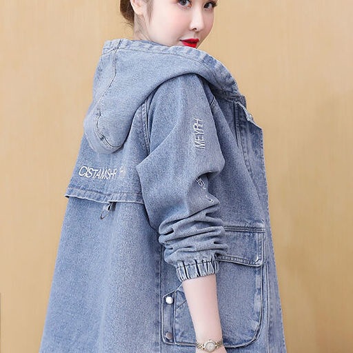 Hooded Denim Short Jacket Women's Loose 2025 Spring & Fall New Korean Style Fashion Embroider Versatile Casual Jacket Top