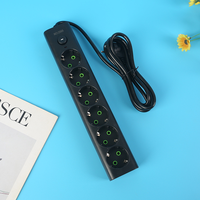 Euro-Gong placa de inserción estándar europea 6 agujeros 12 enchufe bolsa blanca y negra empaquetado línea blanca línea negra línea negra