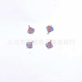 新款时尚女式超人字母滴油闪粉双孔合金手链辅料饰品挂件服饰配件