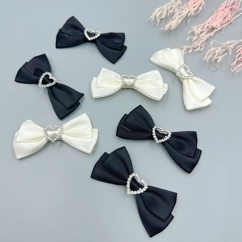 Cross-Border Diamond Heart Double-Layer Bow DIY Jewelry Accessories Socks Clothing Accessories Gift Box Shoe Flower Decoration