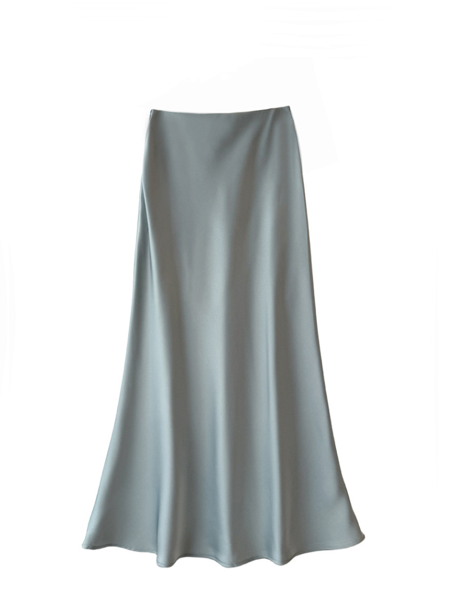 High Waisted Silk Satin Midi Skirt 4
