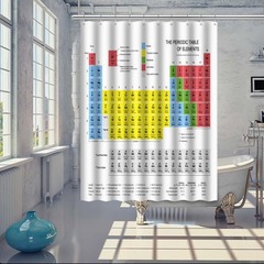 Factory Polyester Shower Curtain Creative High-Definition Periodic Table Waterproof Hanging Shower Curtain Shower Dividers Non-see-through Shower Curtain Wholesale